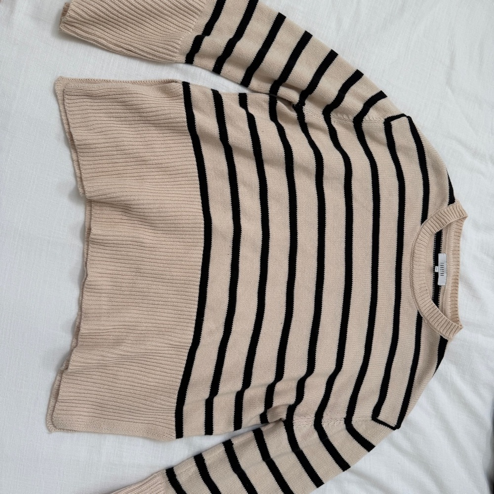 Striped Beige and Black Women's Sweater
